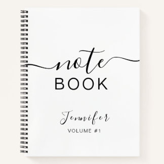 Elegante Diario Negro Personalizado Tu Nombre