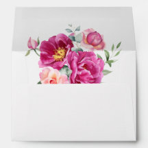 Elegante dirección de boda floral rosa vibrante y