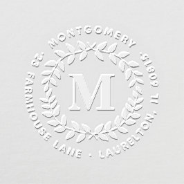 Elegante Dirección de Retorno Monogrammed Laurel W