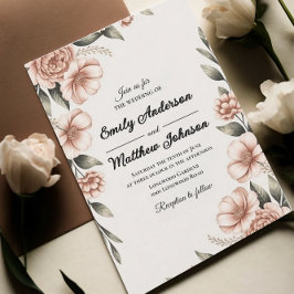 Elegante Diseñador de flores rosadas Invitación a 