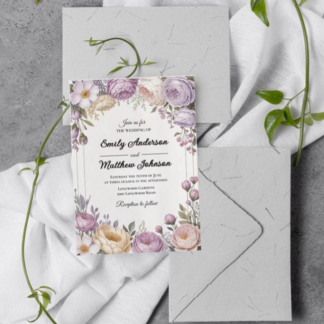 Elegante Diseñador Floral Invitación a la boda (Subido por el creador)