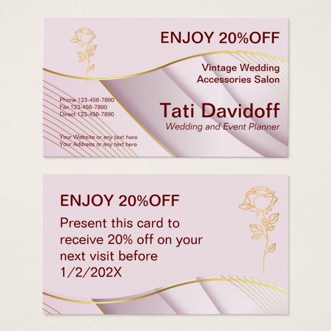 Elegante diseño Colores suaves Tarjeta de referenc (Anverso y reverso)