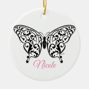 Elegante diseño de adorno de cerámica de mariposa