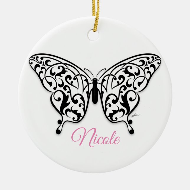 Elegante diseño de adorno de cerámica de mariposa  (Frente)