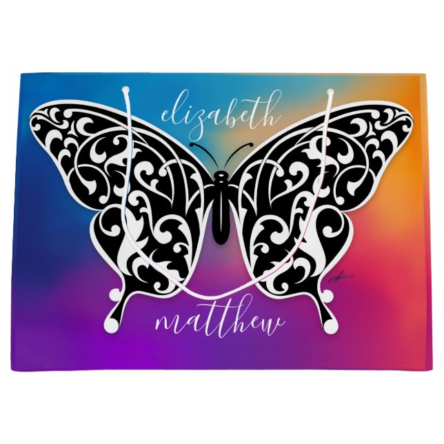 Elegante diseño de bolsa de regalo para mariposa d (Anverso)