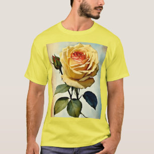Elegante diseño de camiseta de Rosa de época - Fl 