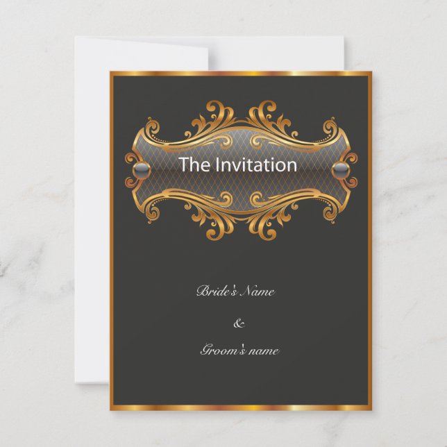 Elegante diseño de carta de invitación a boda (Anverso)