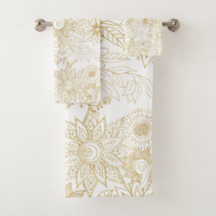 Elegante diseño de doodles florales dorados