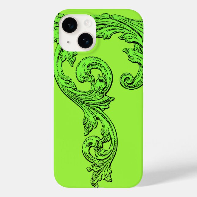 Elegante diseño de Gótico en Funda verde para iPho (Reverso )
