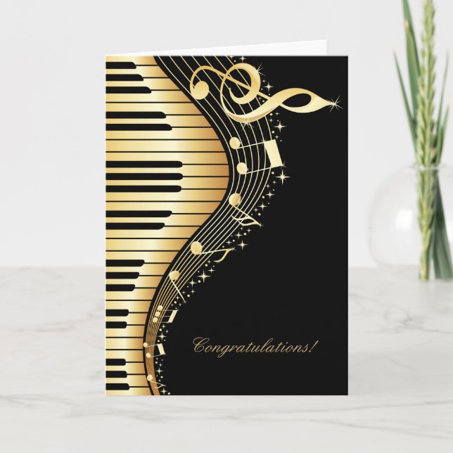 Elegante Diseño De Notas De Música En Negro Y Oro (Anverso)