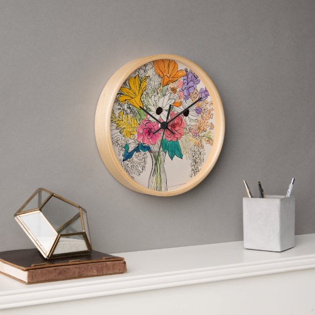 Elegante Diseño De Reloj Floral (Oficina)