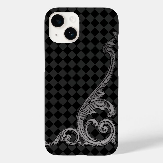 Elegante diseño de Swirl Gótico en Funda Gray iPho (Reverso )
