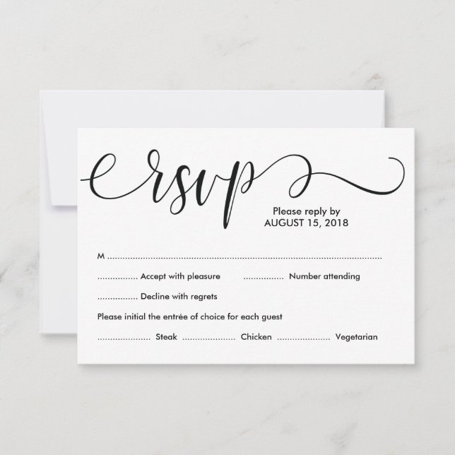 Elegante diseño de tarjeta RSVP de boda Rústica v1 (Anverso)