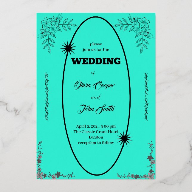 Elegante diseño de tarjetas de boda (Anverso)