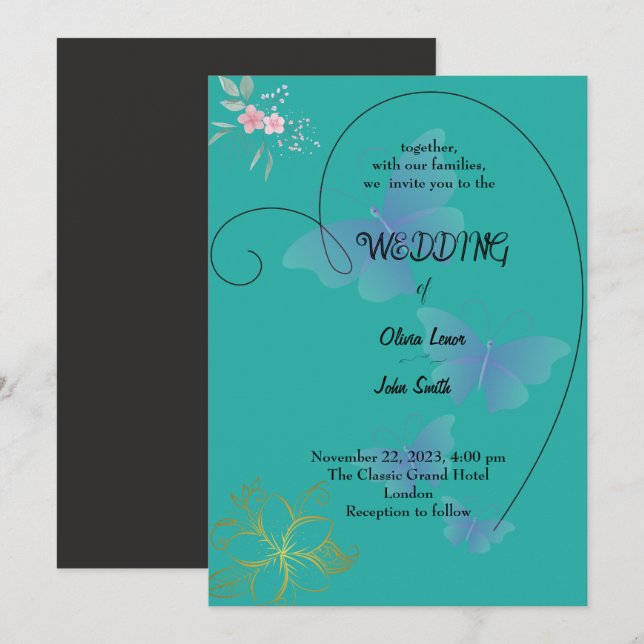 Elegante diseño de tarjetas de boda (Anverso / Reverso)