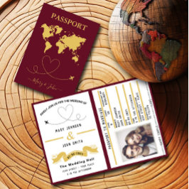 Elegante diseño de viaje de invitación de matrimon