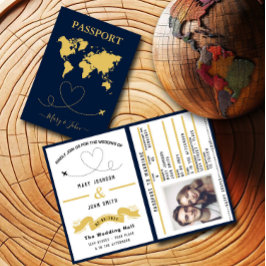 Elegante diseño de viaje de invitación de matrimon