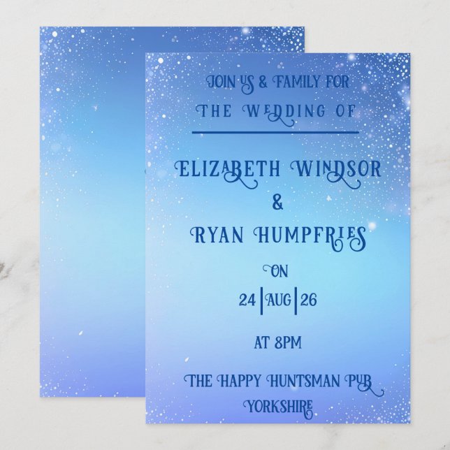 Elegante diseño espumoso para invitación temática (Anverso / Reverso)