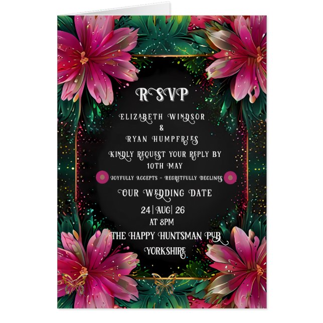 Elegante diseño floral con colores vivos (Frente)