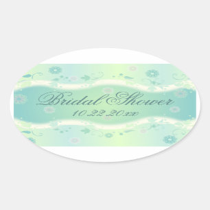 Elegante Diseño Floral Oval Bridal Shower Pegatina
