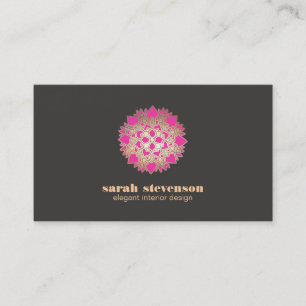Elegante diseño interior Pink Lotus tarjeta de vis