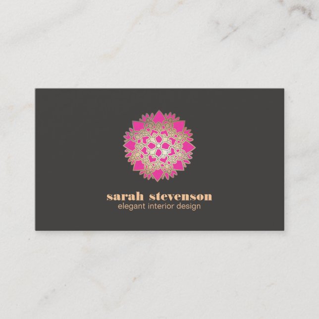 Elegante diseño interior Pink Lotus tarjeta de vis (Anverso)