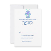 Elegante diseño Mehndi boda RSVP tarjeta-marina