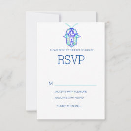 Elegante diseño Mehndi boda RSVP tarjeta-marina