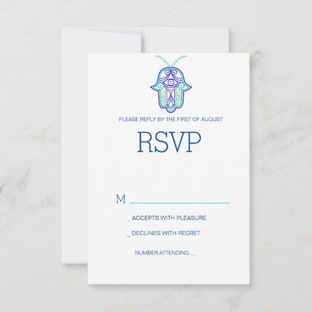 Elegante diseño Mehndi boda RSVP tarjeta-marina (Anverso)