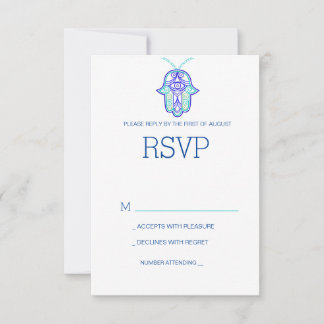 Elegante diseño Mehndi boda RSVP tarjeta-marina