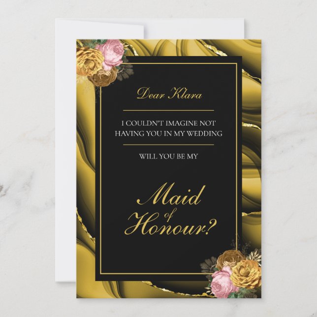 Elegante doncella de honor Boda invitación (Anverso)