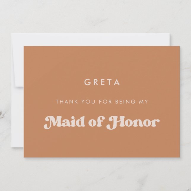Elegante doncella marrón de honor tarjeta de texto (Anverso)