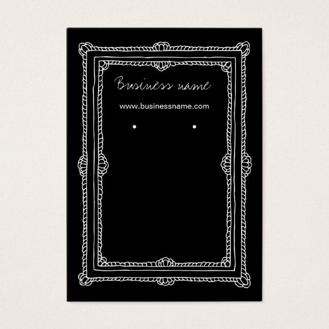 Elegante Doodle Marco Oscuro Fondo De Fondo Tarjet (Frente)