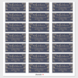 Elegante dorado Art Deco en la etiqueta azul de la