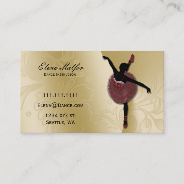 elegante dorado suntuoso ballerina Tarjeta de pres (Anverso)