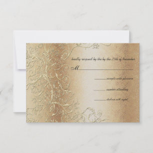 Elegante dorado Swirls Black Font Wedding RSVP