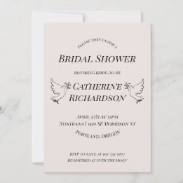 Elegante Dove Bridal Shower Invitación