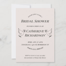 Elegante Dove Bridal Shower Invitación