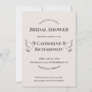 Elegante Dove Bridal Shower Invitación