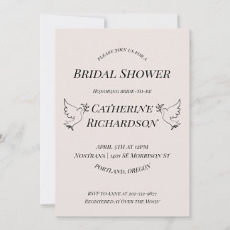 Elegante Dove Bridal Shower Invitación