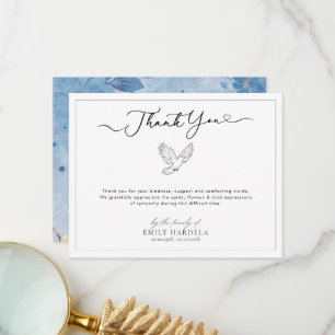 Elegante Dove Funeral Tarjeta de agradecimiento