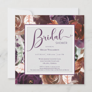 Elegante Ducha Bridal Invitación Purple Floral