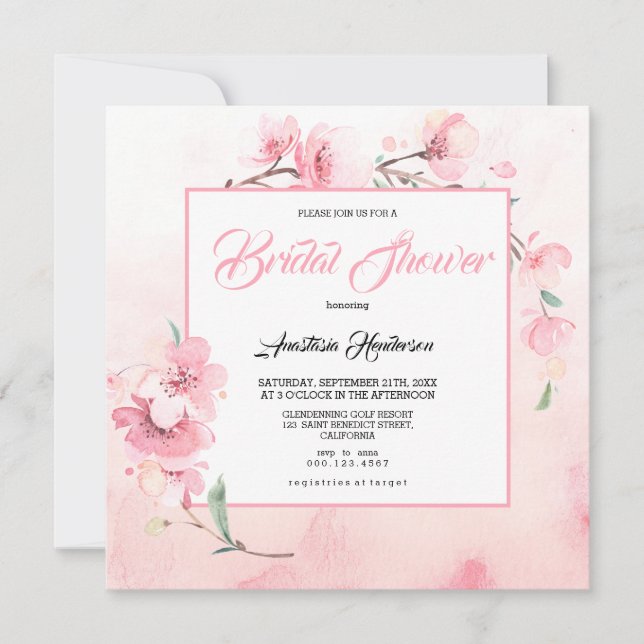 Elegante ducha de novia Sakura. Invitación (Anverso)