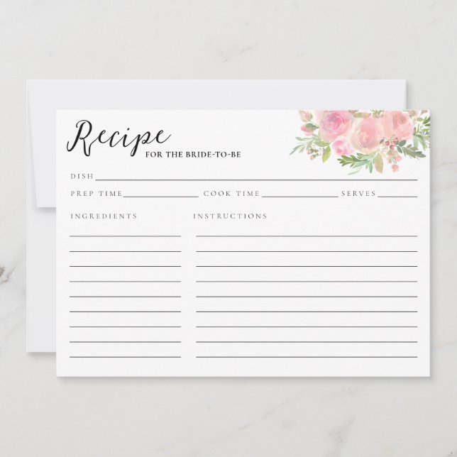 Elegante ducha marital floral rosa Rubor (Anverso)