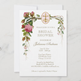 Elegante ducha nupcial Invitación de Rosas católic