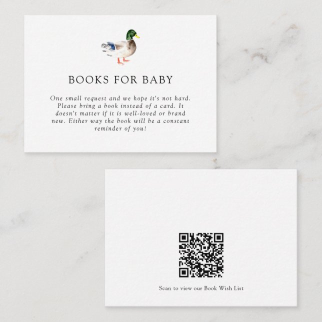 Elegante Duck Baby Shower Tarjeta de Solicitud de  (Anverso / Reverso)