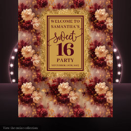 Elegante dulce 16 Tapiz de oro de Borgoña Rubor