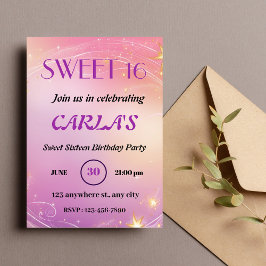 Elegante dulce Dieciséis Invitaciones de Cumpleaño