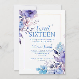 Elegante Dulce Floral Dieciséis Invitaciones