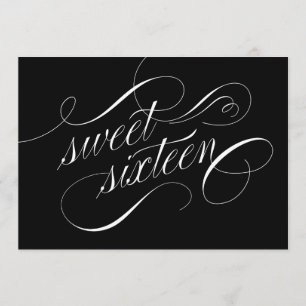 Elegante dulce negro y blanco 16 invitaciones